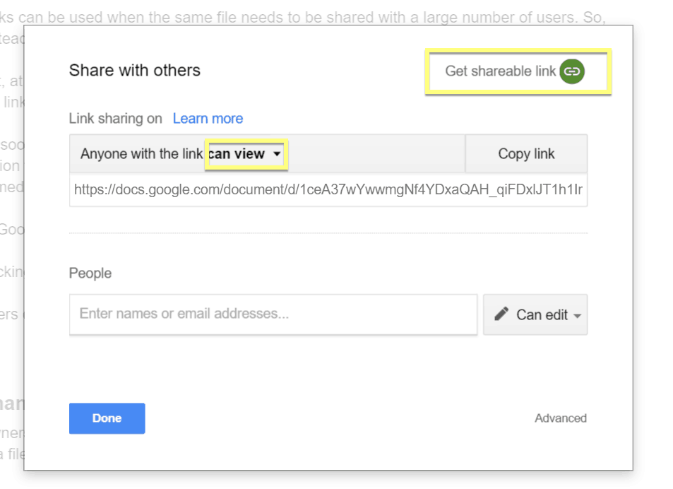 how to share google drive file with a link