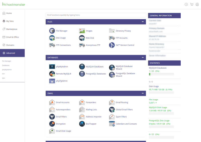 host monster cpanel