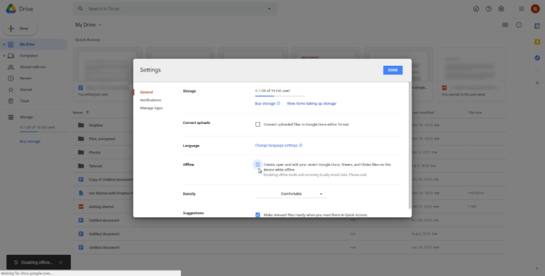stop google drive sign in notifications