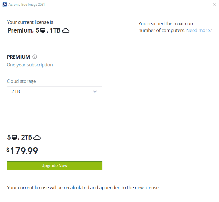 acronis pricing