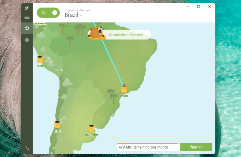 tunnelbear connecting to a server in brazil
