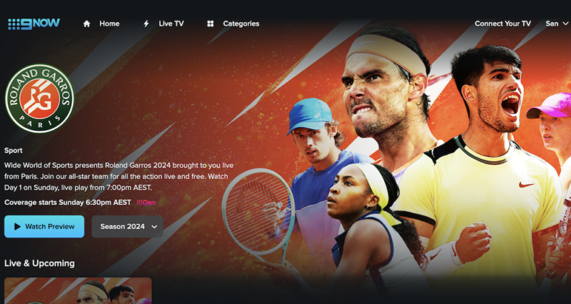 how to watch french open matches 9now