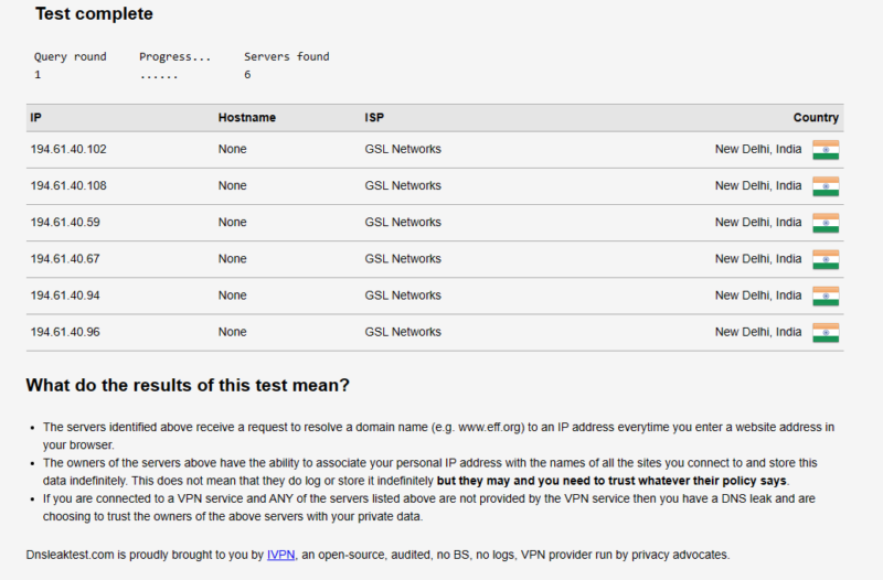 expressvpn dns leak test