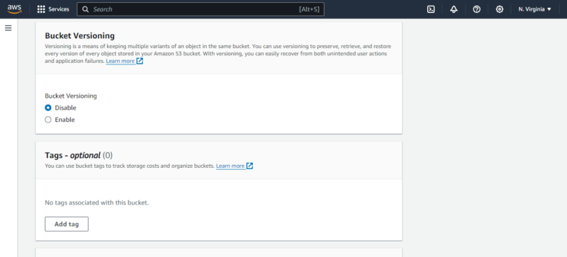 bucket versioning and tags