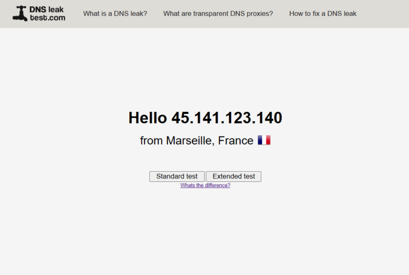 dns leak test step 2