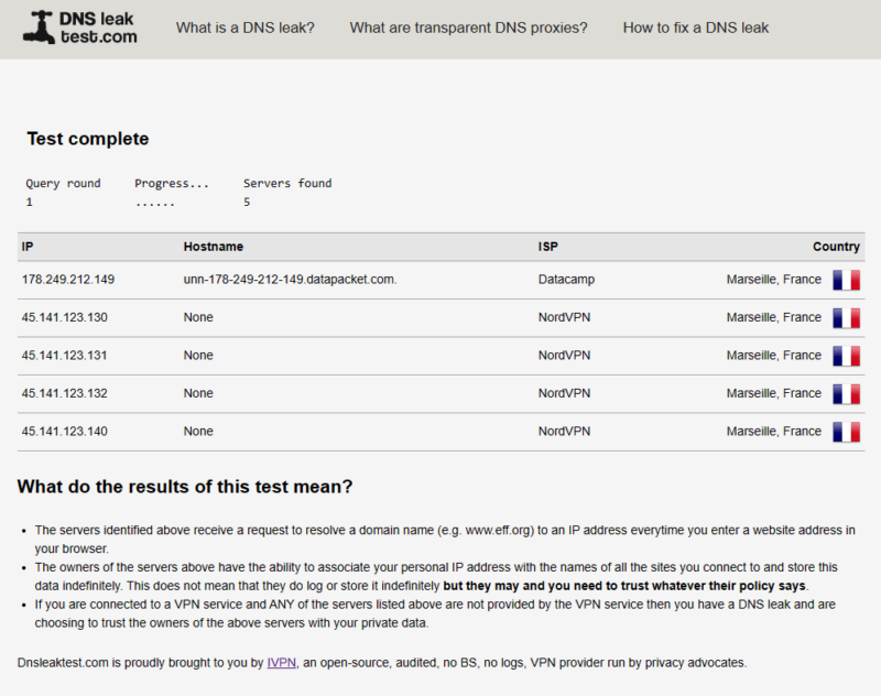 dns leak test step 3