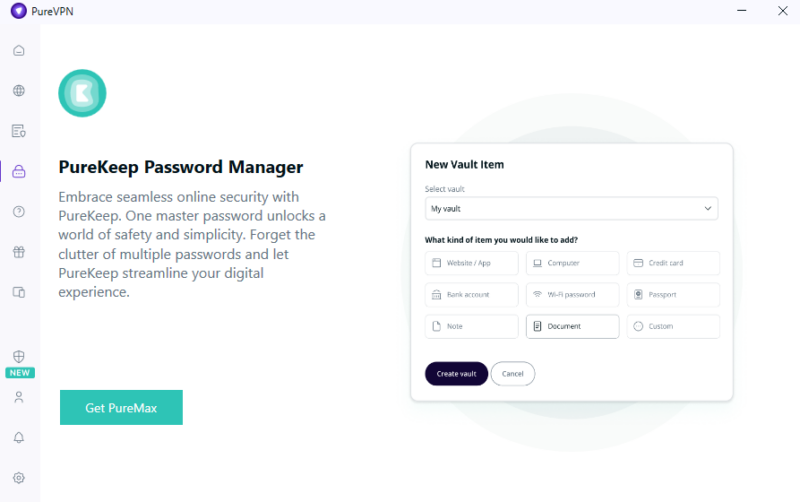 PureVPN password manager