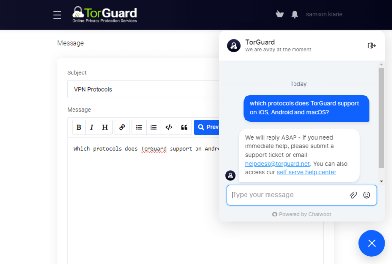 TorGuard’s customer support