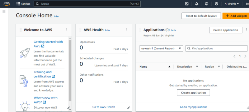 aws console home