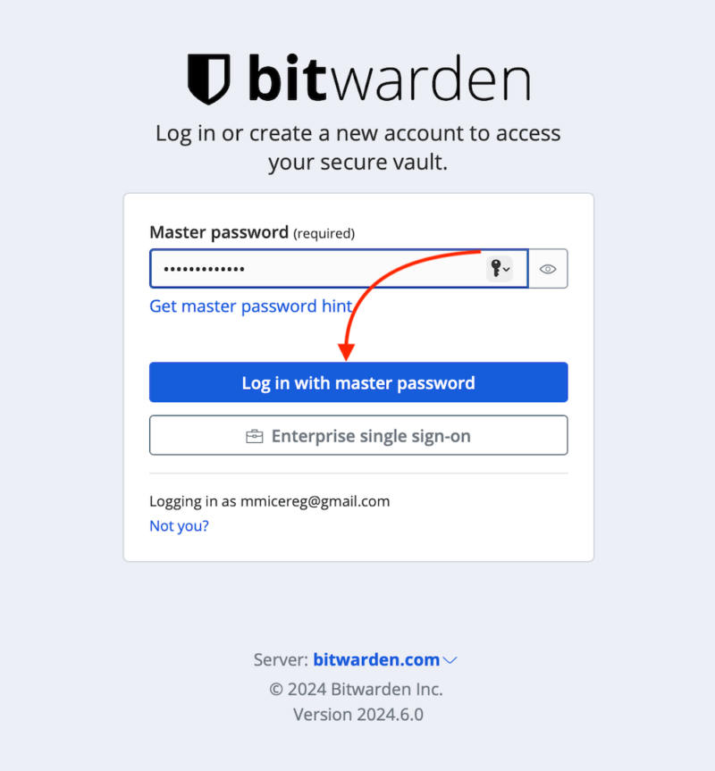bitwarden master password