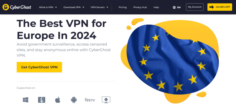 cyberghost europe homepage