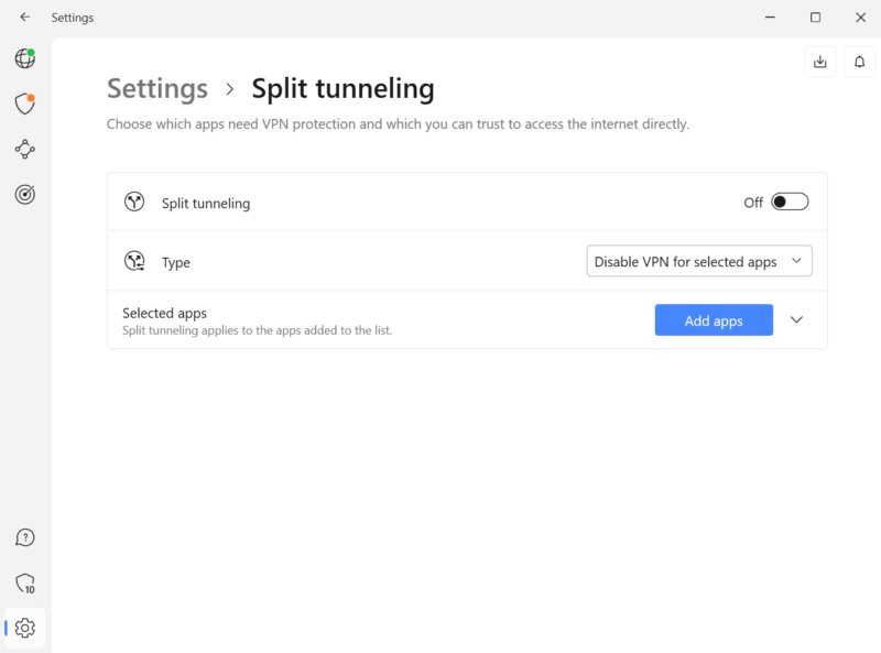 nordVPN split tunneling