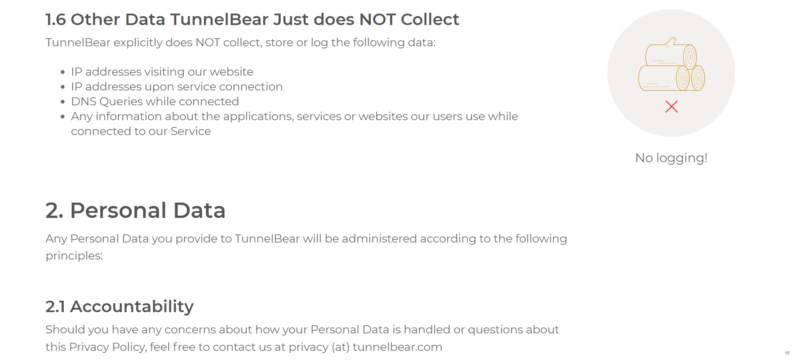 tunnelbear privacy policy