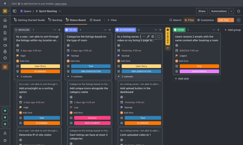 clickup project management