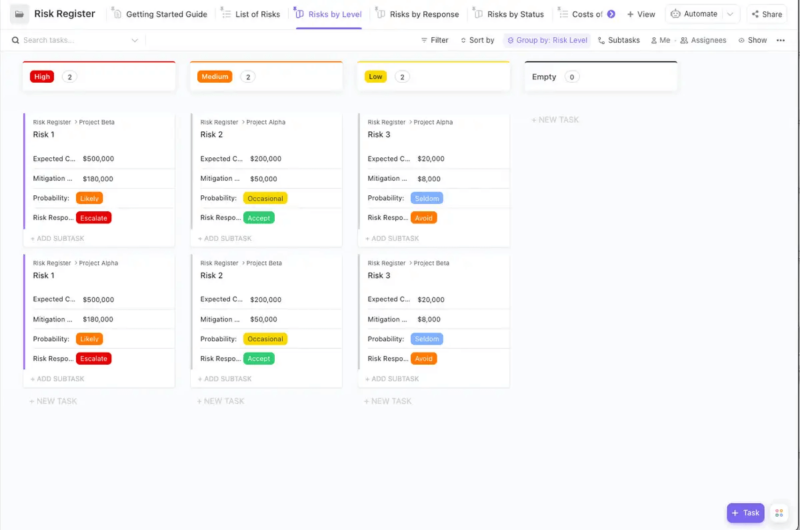 clickup risk assessment