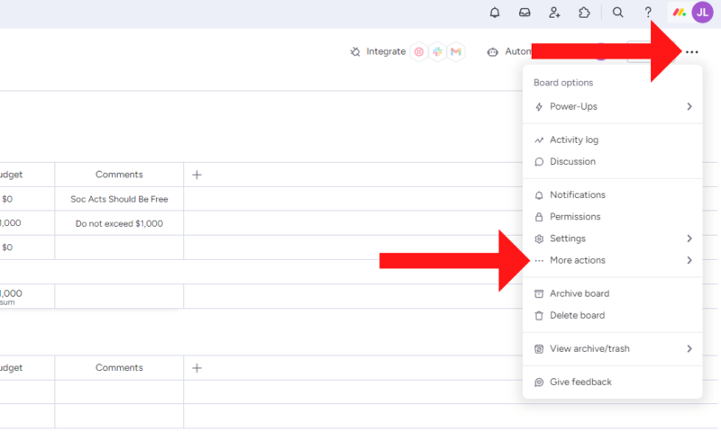 excel export option