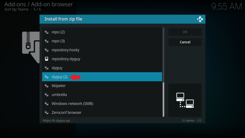 kodi chooserepo