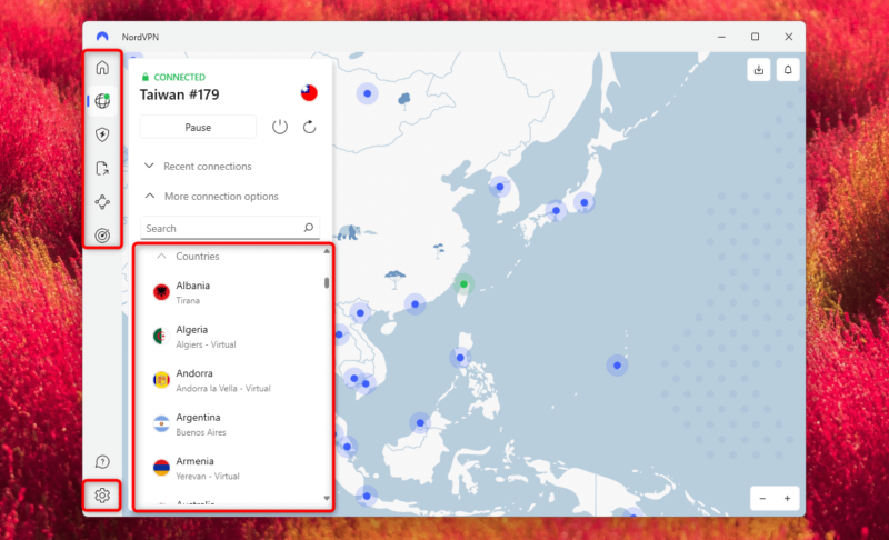 nordvpn interface