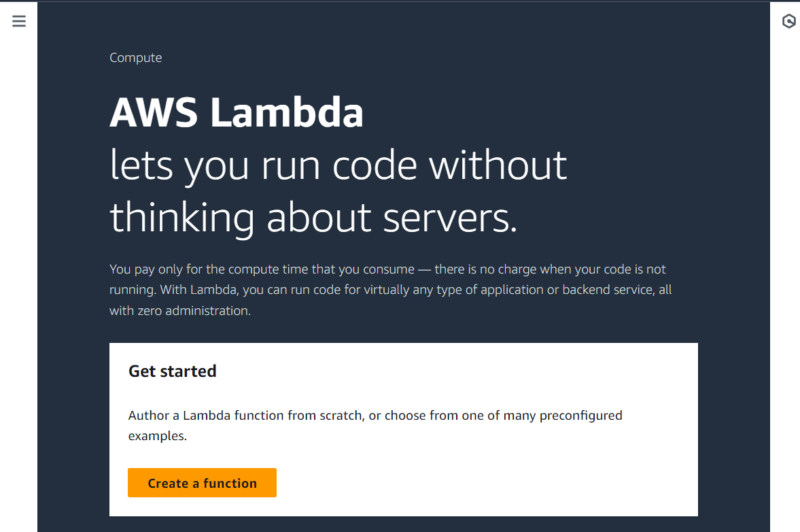 Lambda get started page