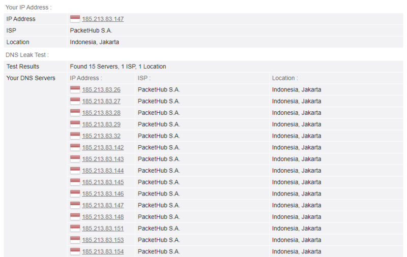 NordVPN DNS leak test results