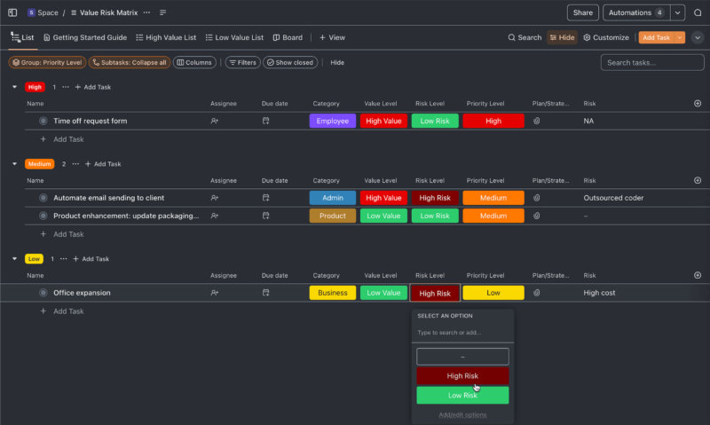 clickup risk analysis