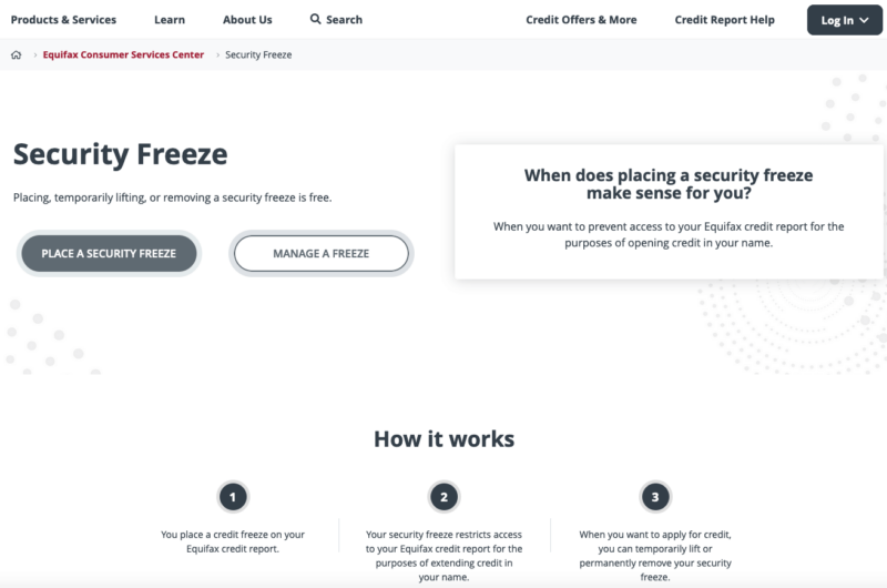 equifax security freeze