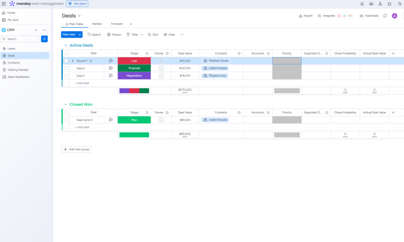 monday crm template