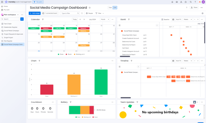 monday dashboard