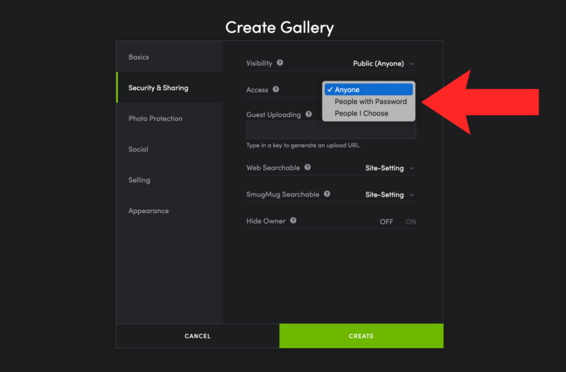 smugmug privacy controls