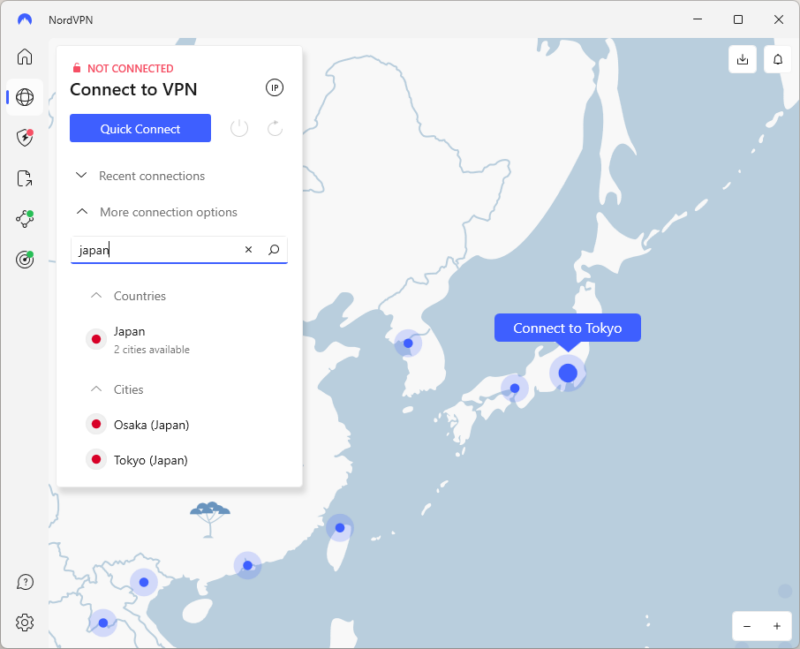 nordvpn connecting to japan