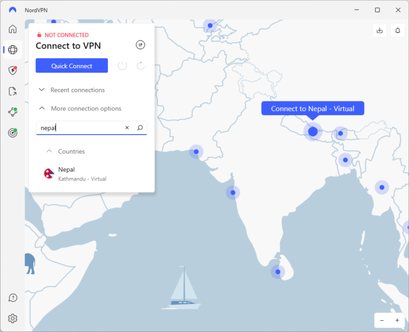 NordVPN connecting to Nepal