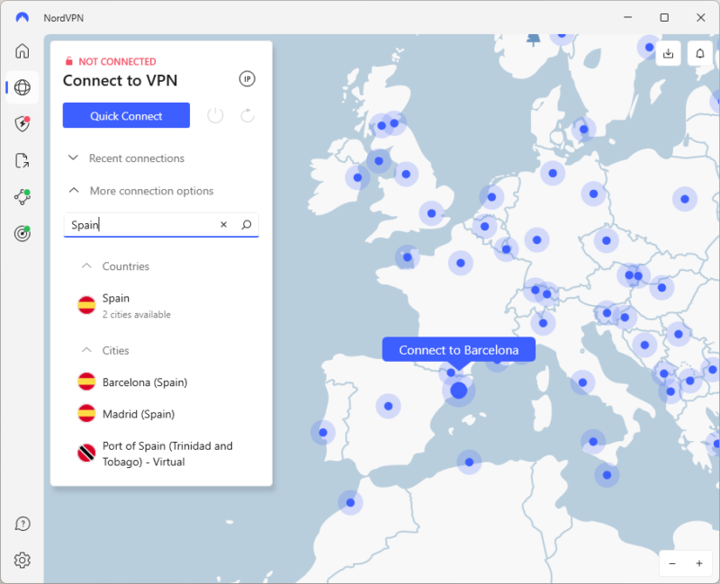 nordvpn connecting to spain