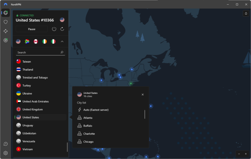 NordVPN USA server