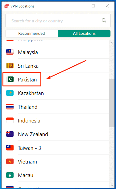 expressvpn pakistan server