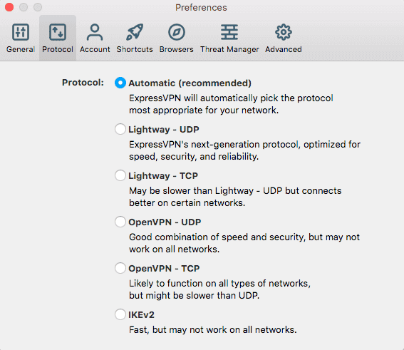 expressvpn protocols