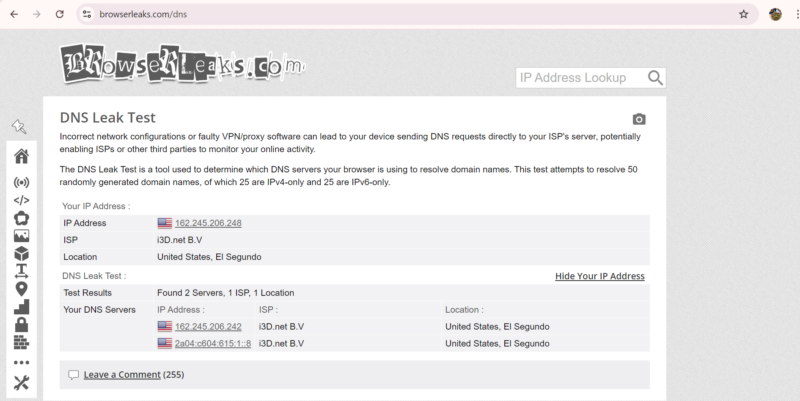 dns leak test perfect privacy