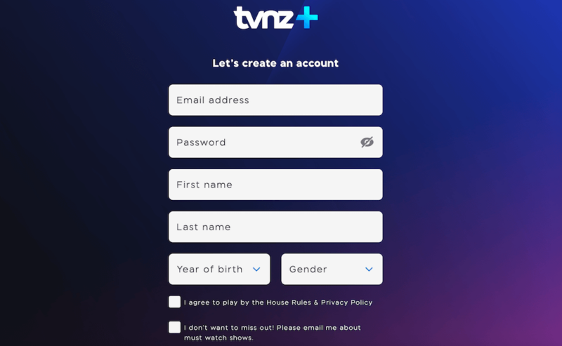 create tvnz+ account