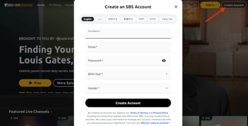 create free sbs account